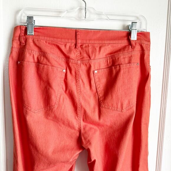 Lafayette 148 New York Orange Mercer Skinny Ankle Pants Slacks Peach Rose Size 6 - Picture 7 of 13